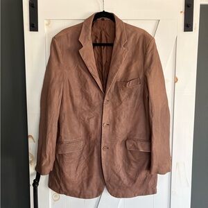 J.Peterman leather blazer sport jacket size 42